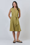 Linen  Dress Button Thru - Bamboo