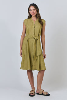Linen Dress Button Thru - Bamboo
