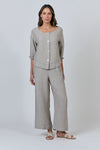 Linen Button Thru Top - Cement