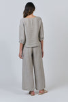 Linen Button Thru Top - Cement