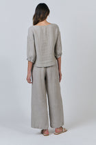 Linen Button Thru Top - Cement