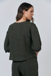 Linen Button Thru Top - Licorice