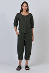 Linen Button Thru Top - Licorice
