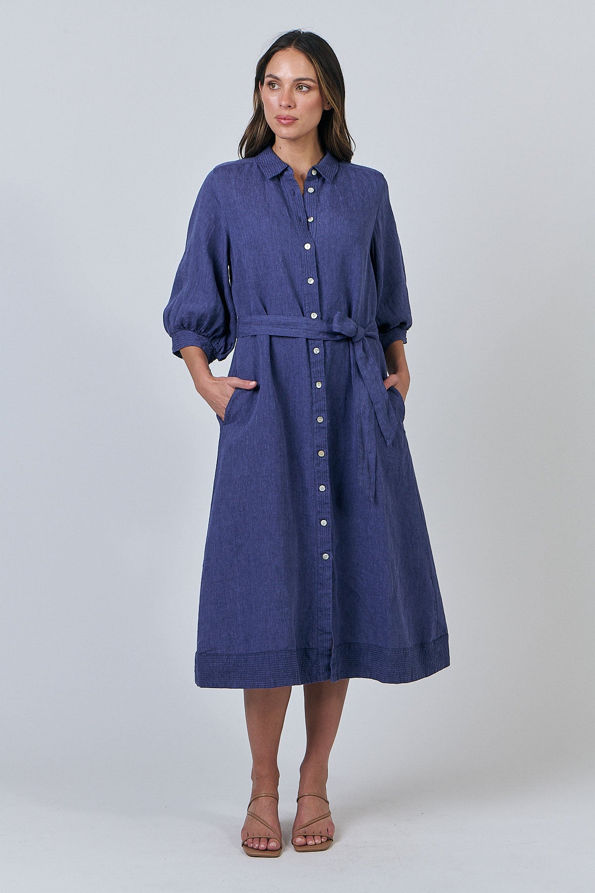Linen Dress - Blueberry