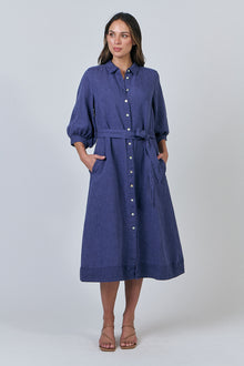 Linen Dress - Blueberry