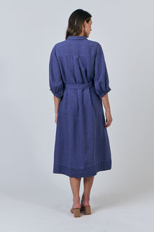 Linen Dress - Blueberry
