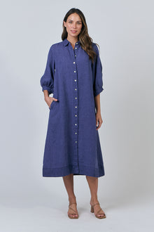 Linen Dress - Blueberry