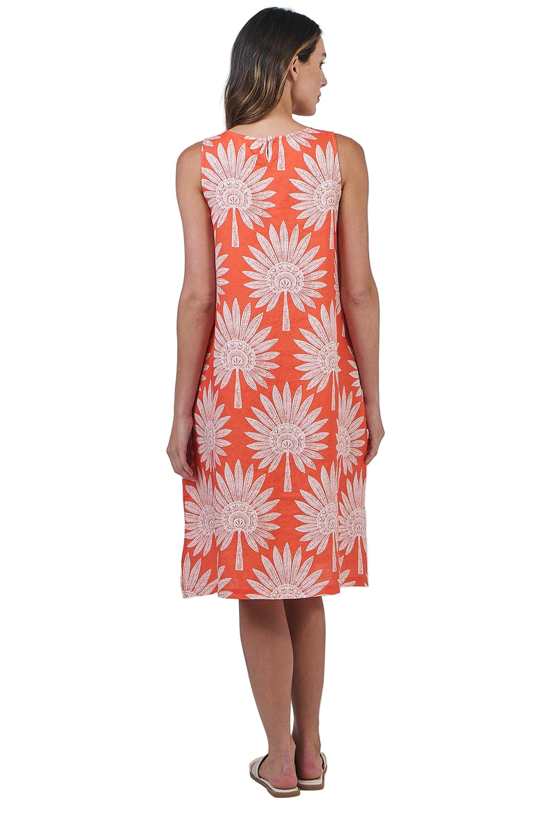 Linen Dress - Sunset Palm