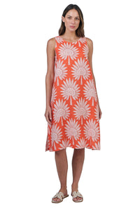 Linen Dress - Sunset Palm
