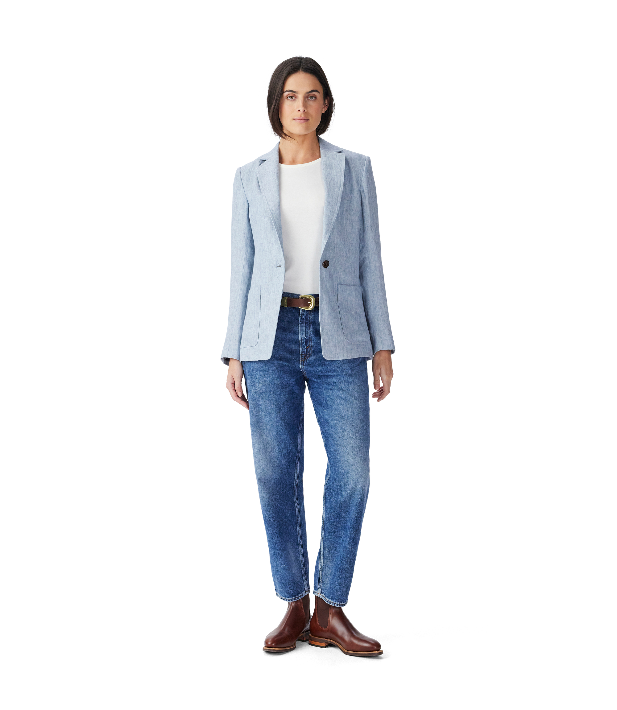 Strahan Linen Blazer - Light Blue
