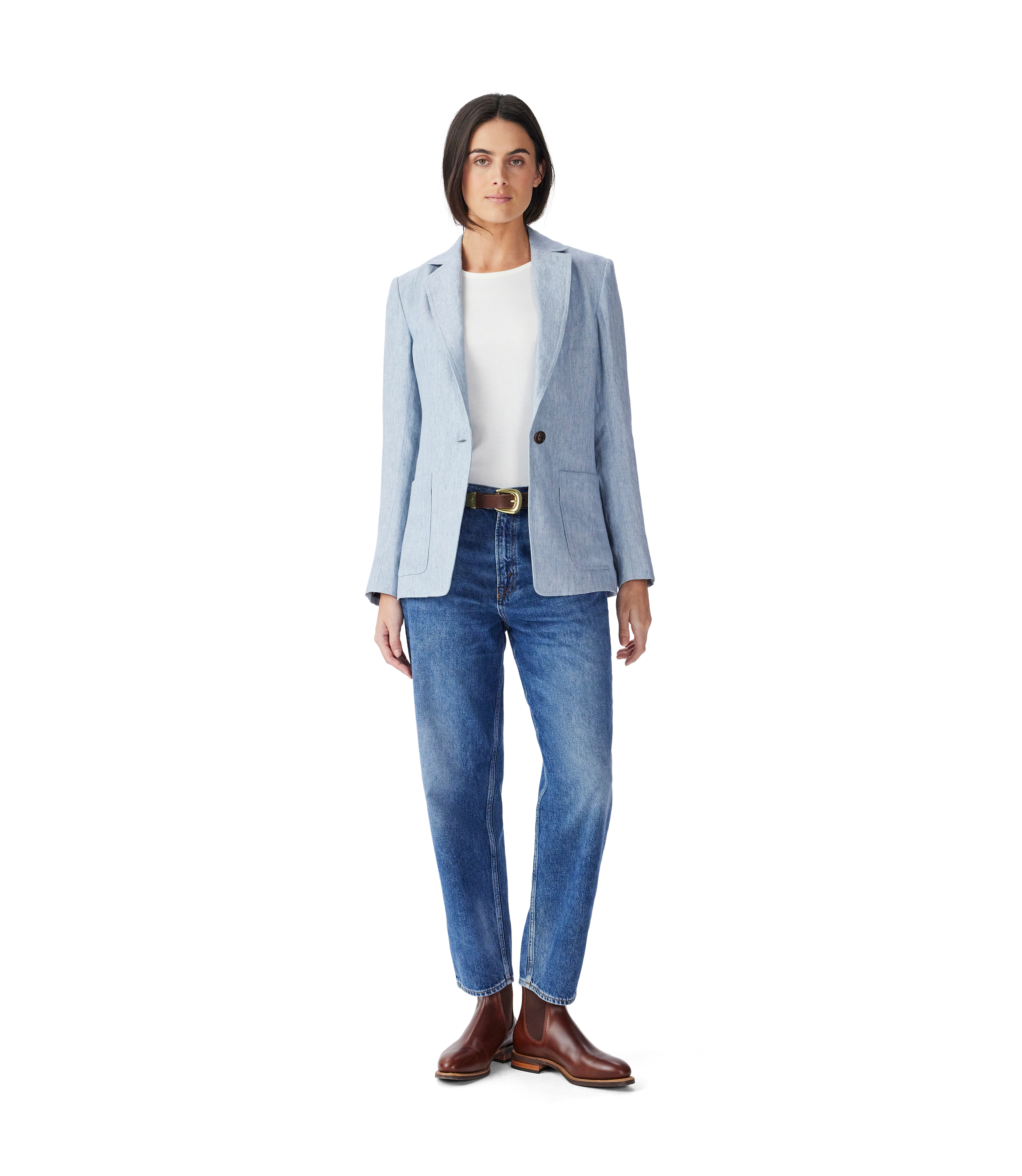 Strahan Linen Blazer - Light Blue