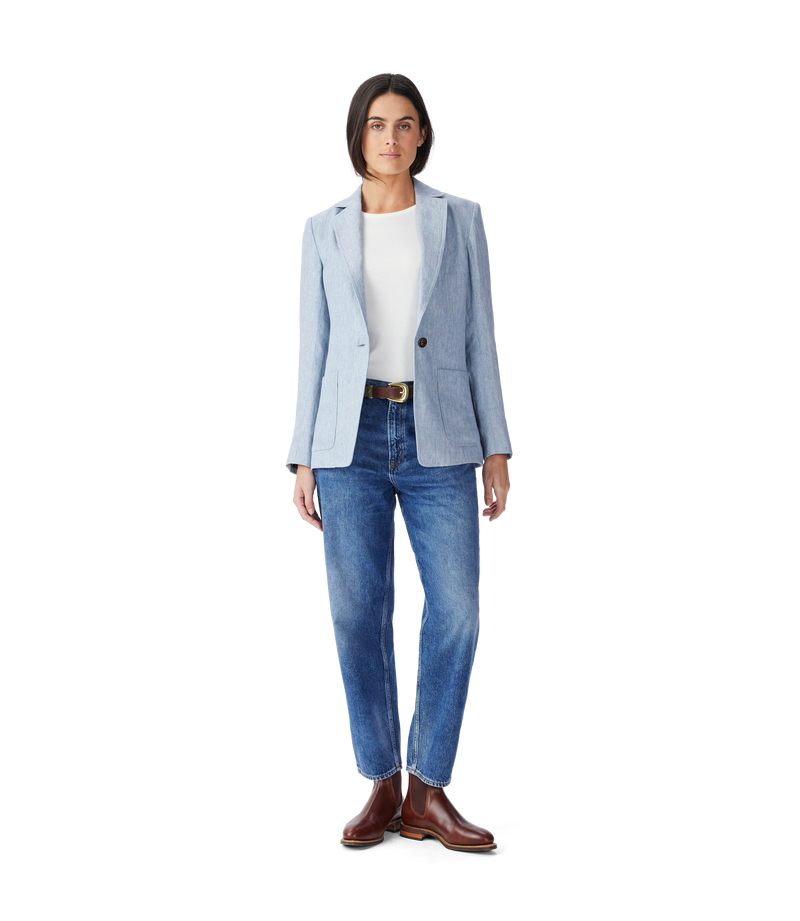 Strahan Linen Blazer - Light Blue