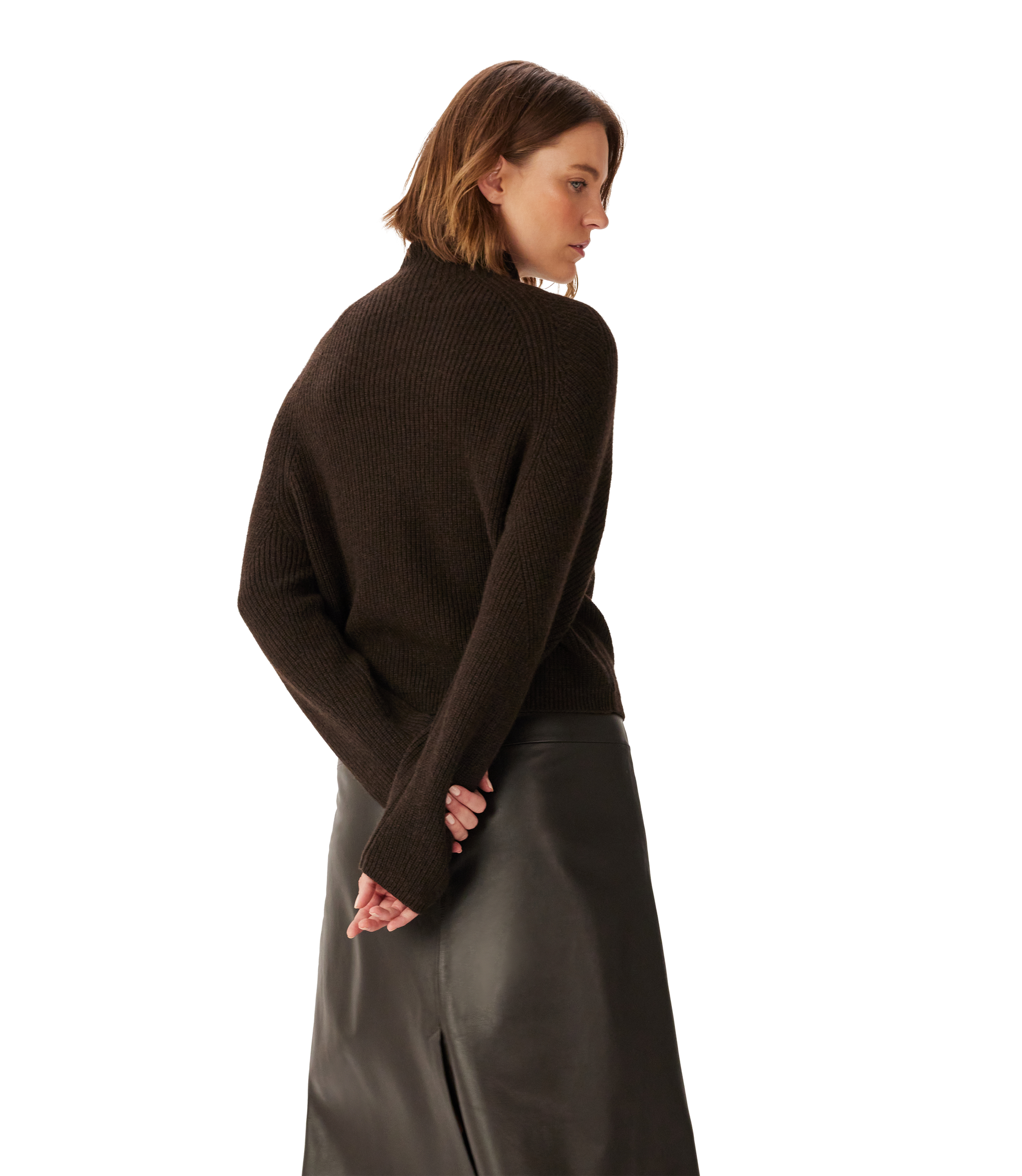 Trail Turtleneck Merino Knit - Chocolate