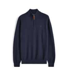 Warner Popcorn Qtr Zip Knit - Blue