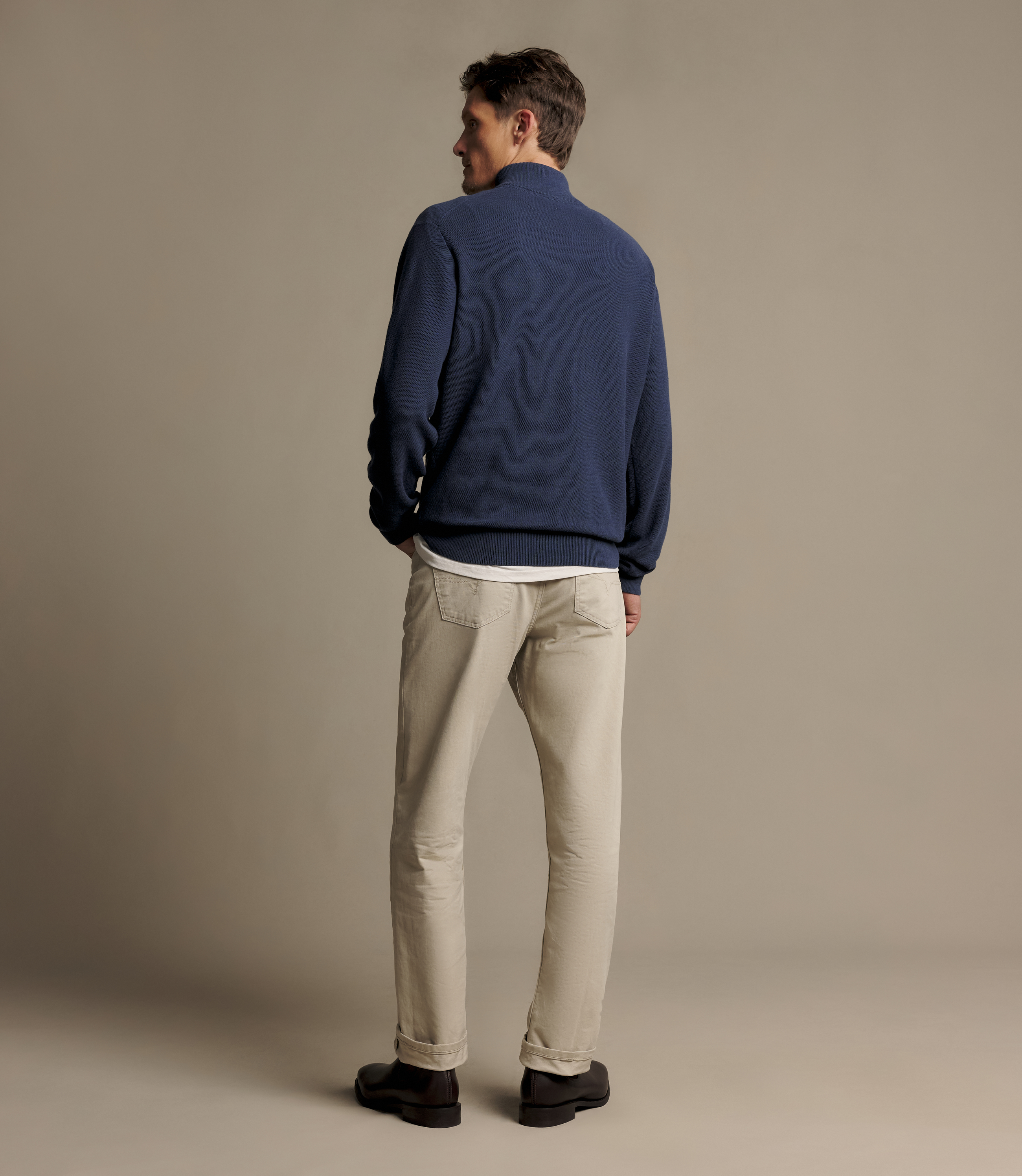 Warner Popcorn Qtr Zip Knit - Blue