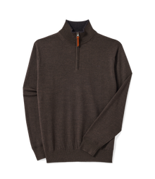 Ernest 1/4 Zip Merino Knit - Chestnut