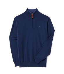 Ernest 1/4 Zip Merino Knit - Navy