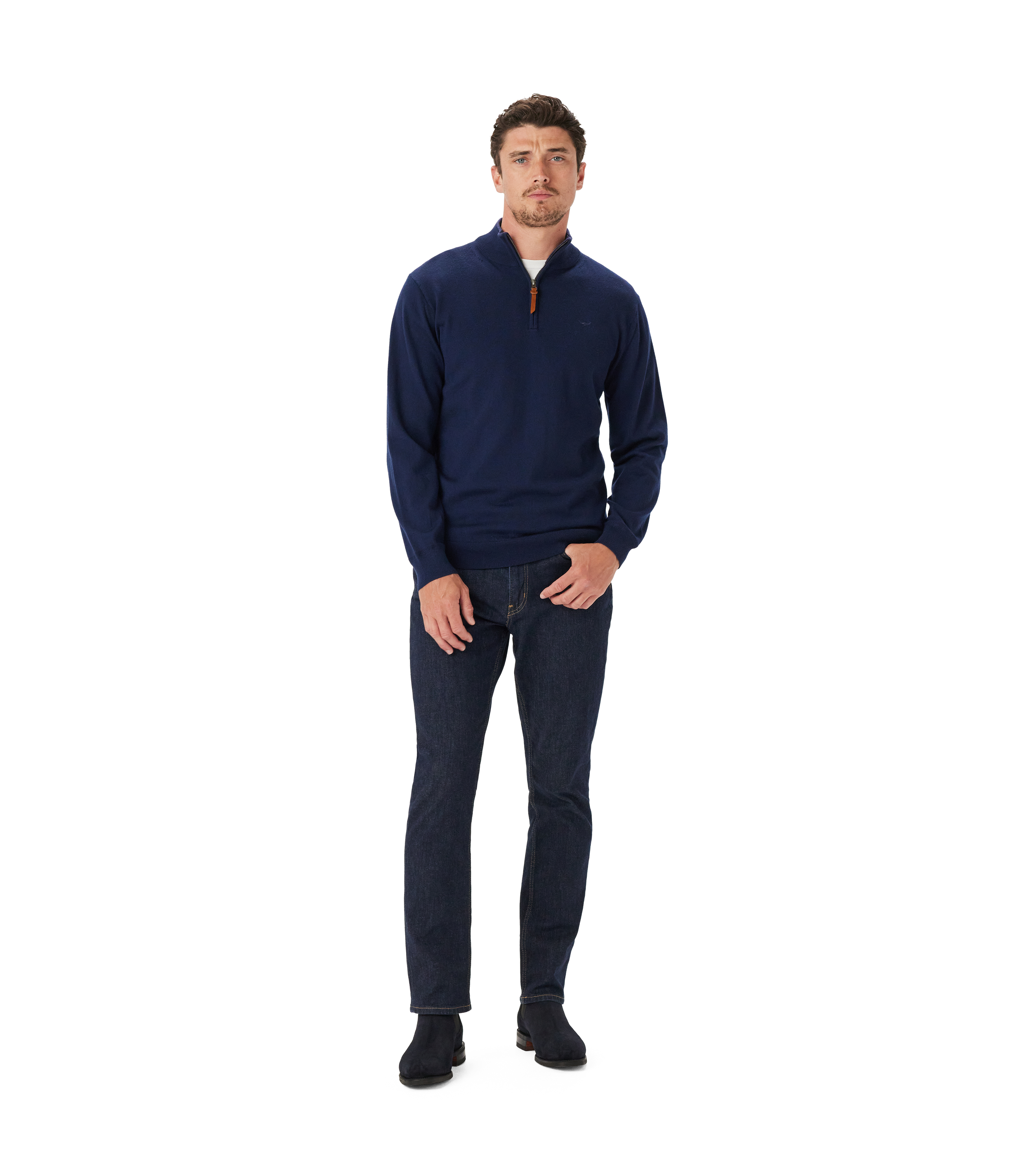 Ernest 1/4 Zip Merino Knit - Navy