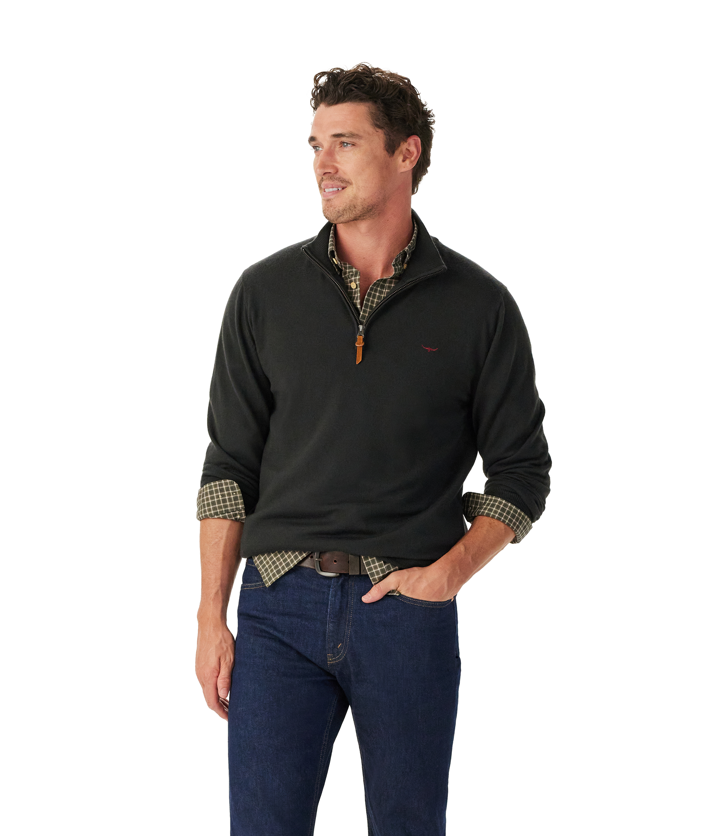 Ernest Merino 1/4 Zip Knit - Forest Green