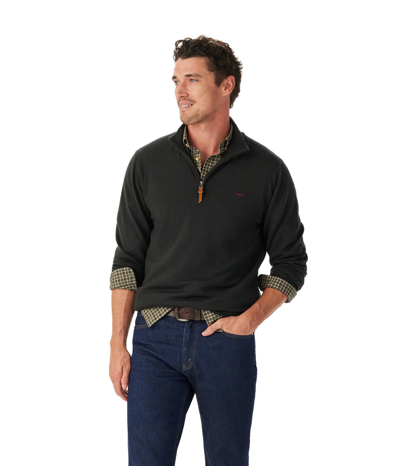 Ernest Merino 1/4 Zip Knit - Forest Green