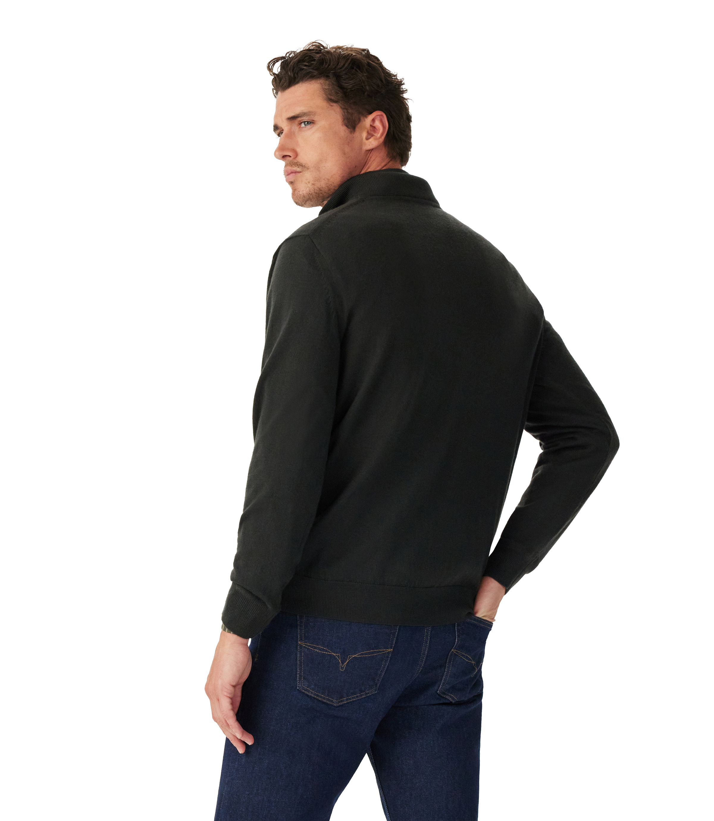 Ernest Merino 1/4 Zip Knit - Forest Green