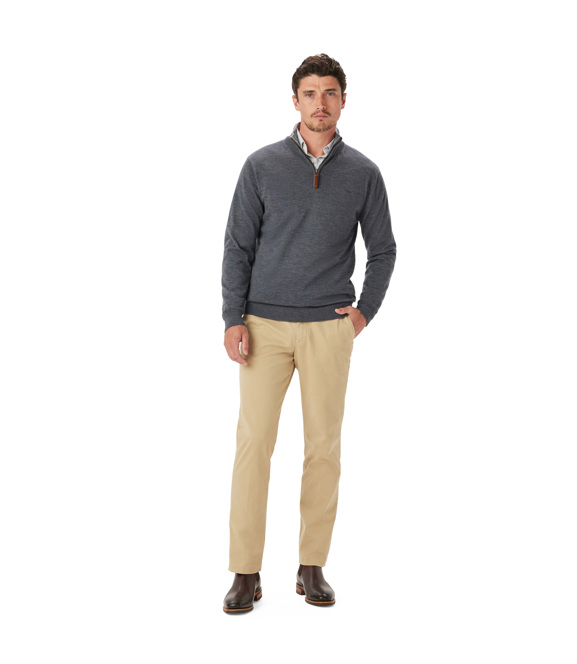 Ernest 1/4 Zip Merino Knit - Sea Mist