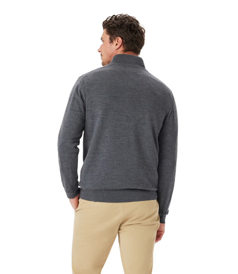 Ernest 1/4 zip merino knit - Sea Mist