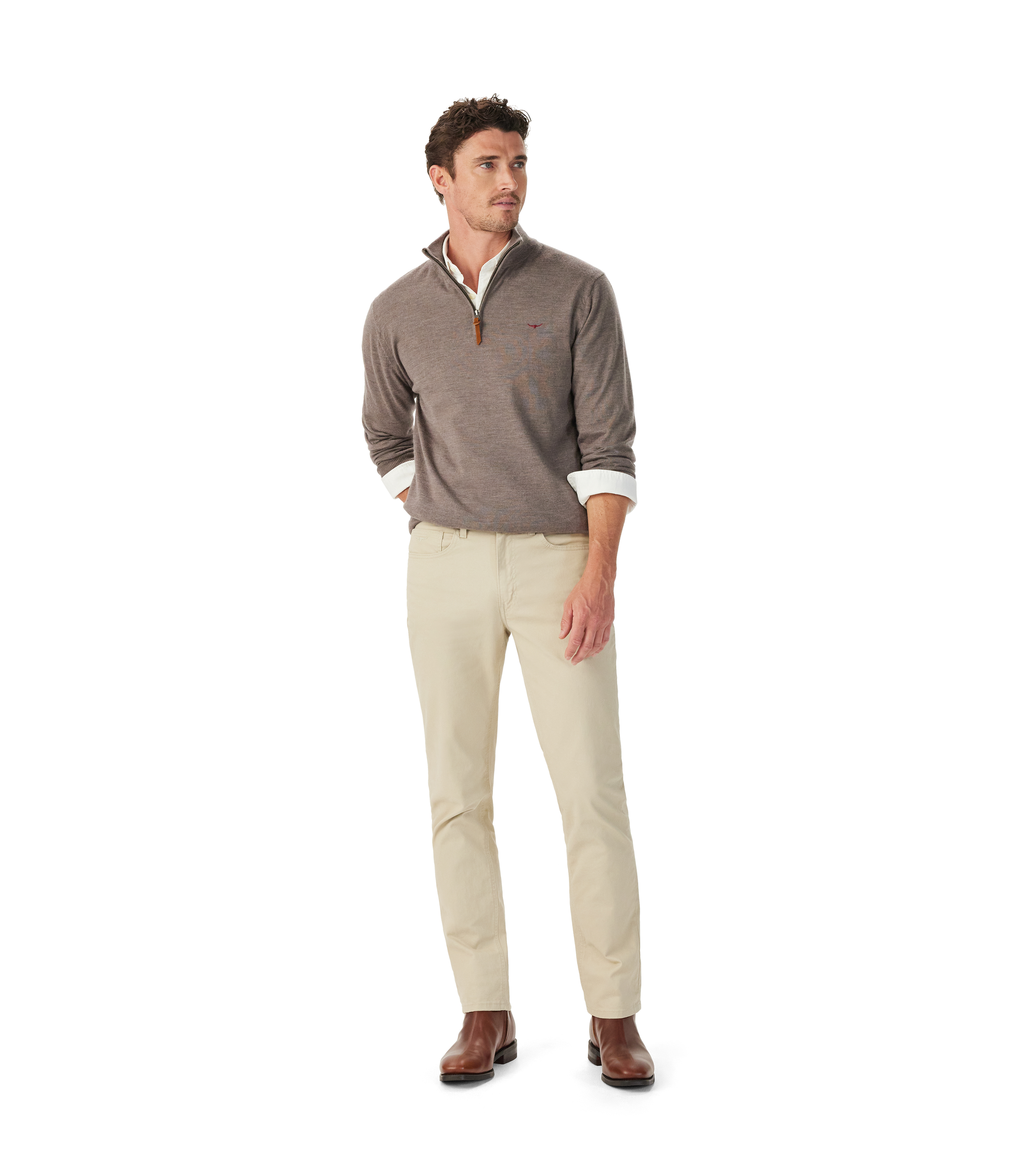 Ernest Merino 1/4 Zip Knit - Nutmeg