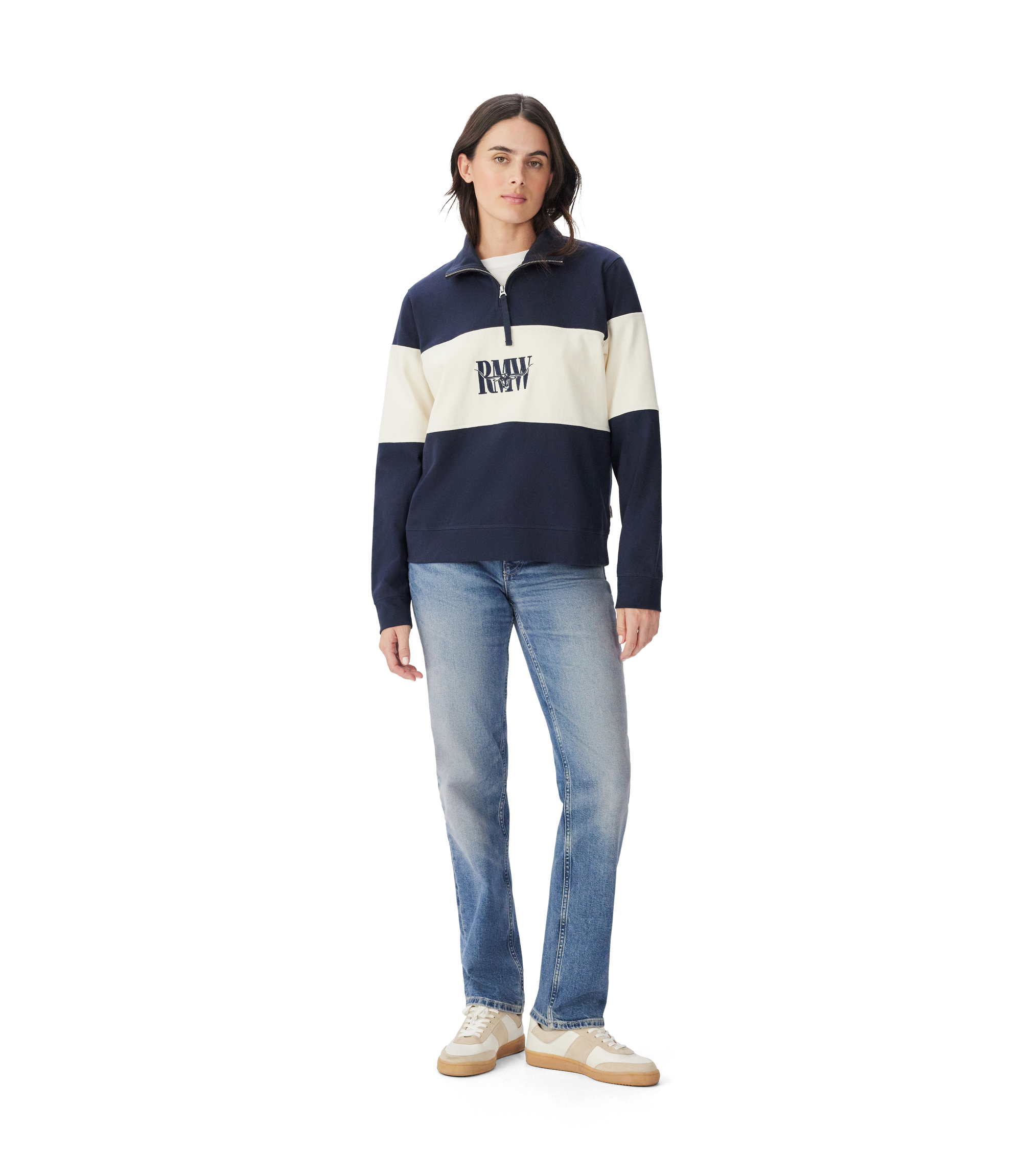 Trickett Panel Sweatshirt - Navy Ivory