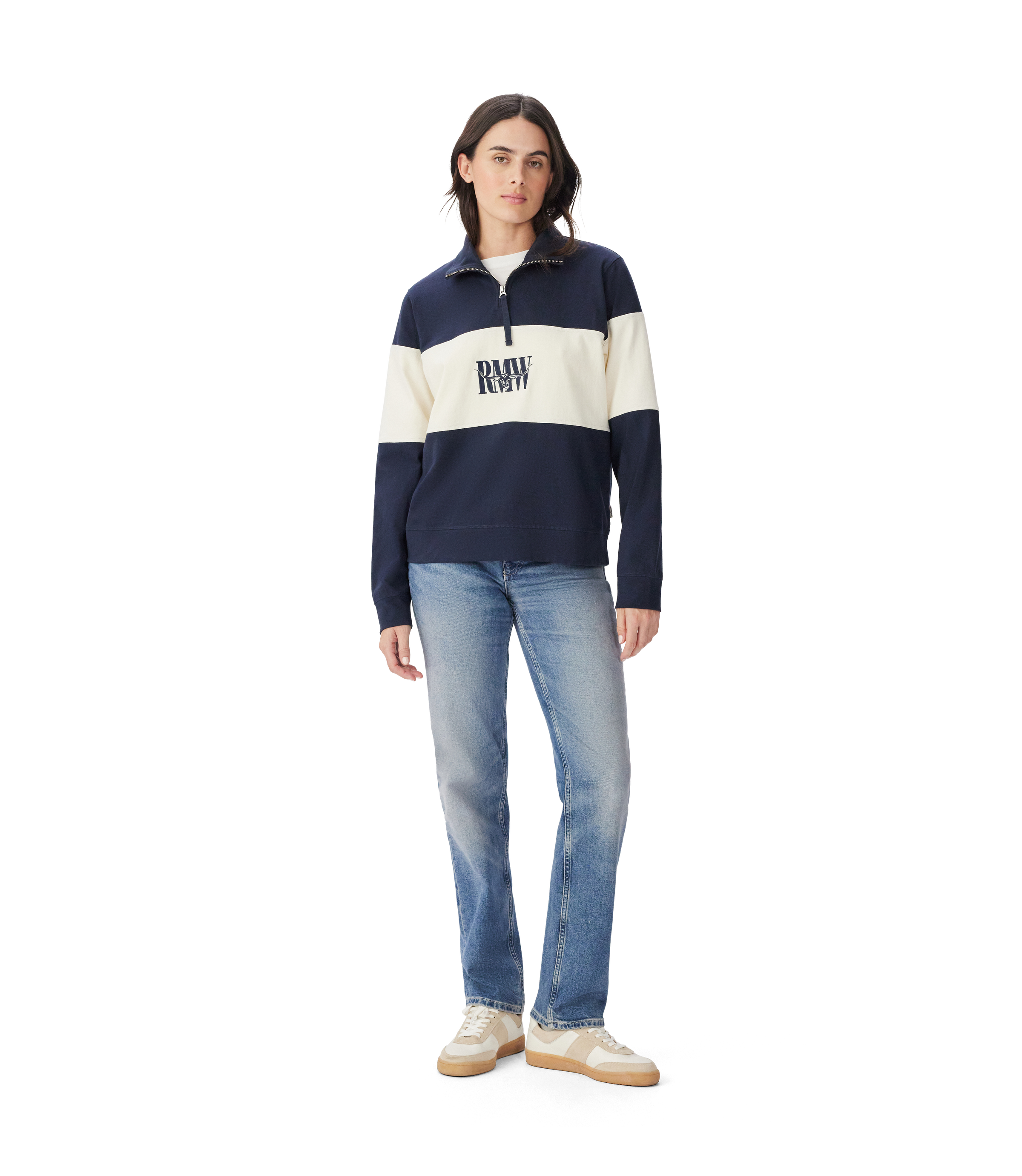 Trickett Panel Sweatshirt - Navy Ivory