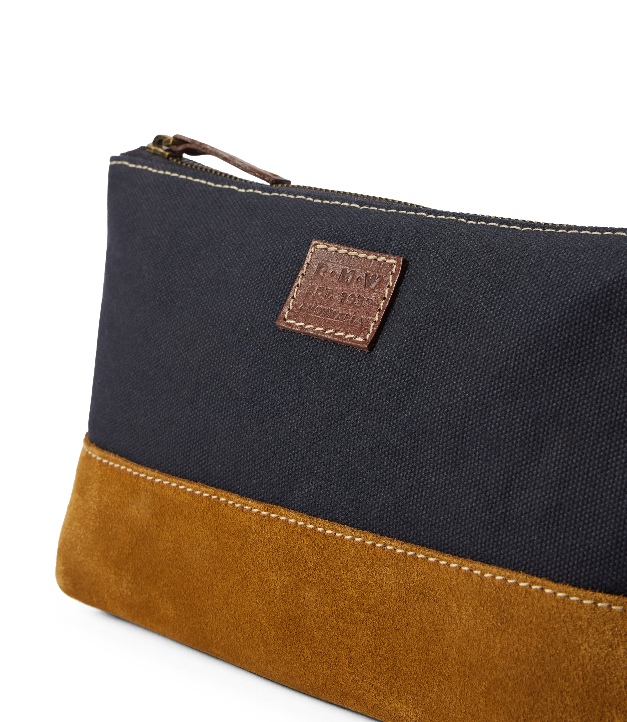 Tasman Zip Pouch - Navy/Tan