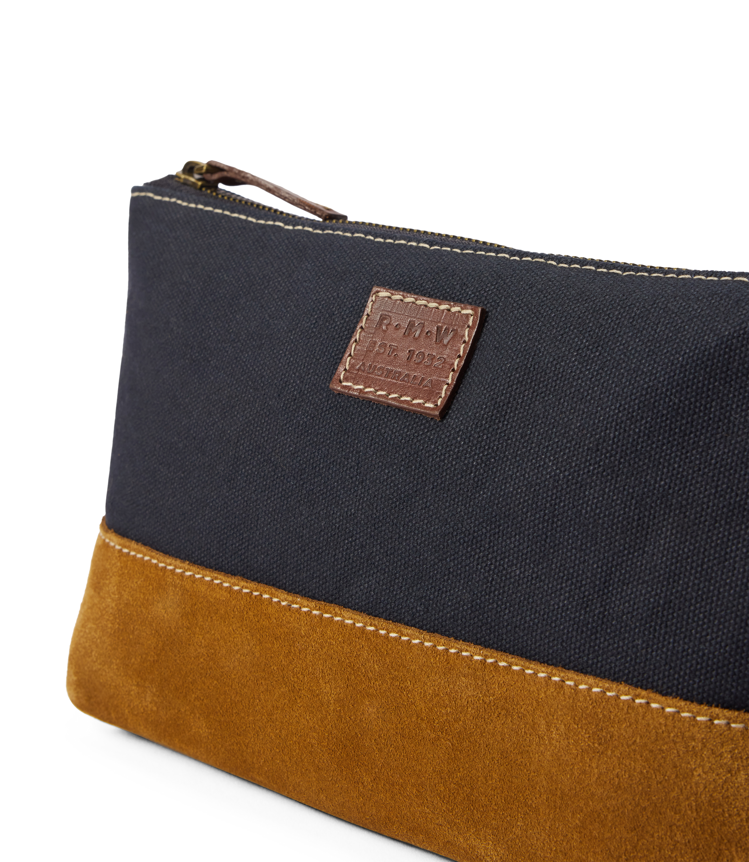 Tasman Zip Pouch - Navy/Tan