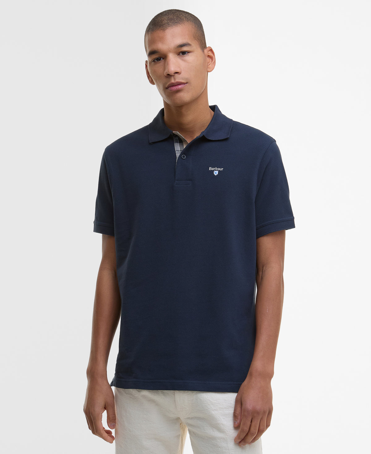 Tartan Pique Polo Shirt - Navy