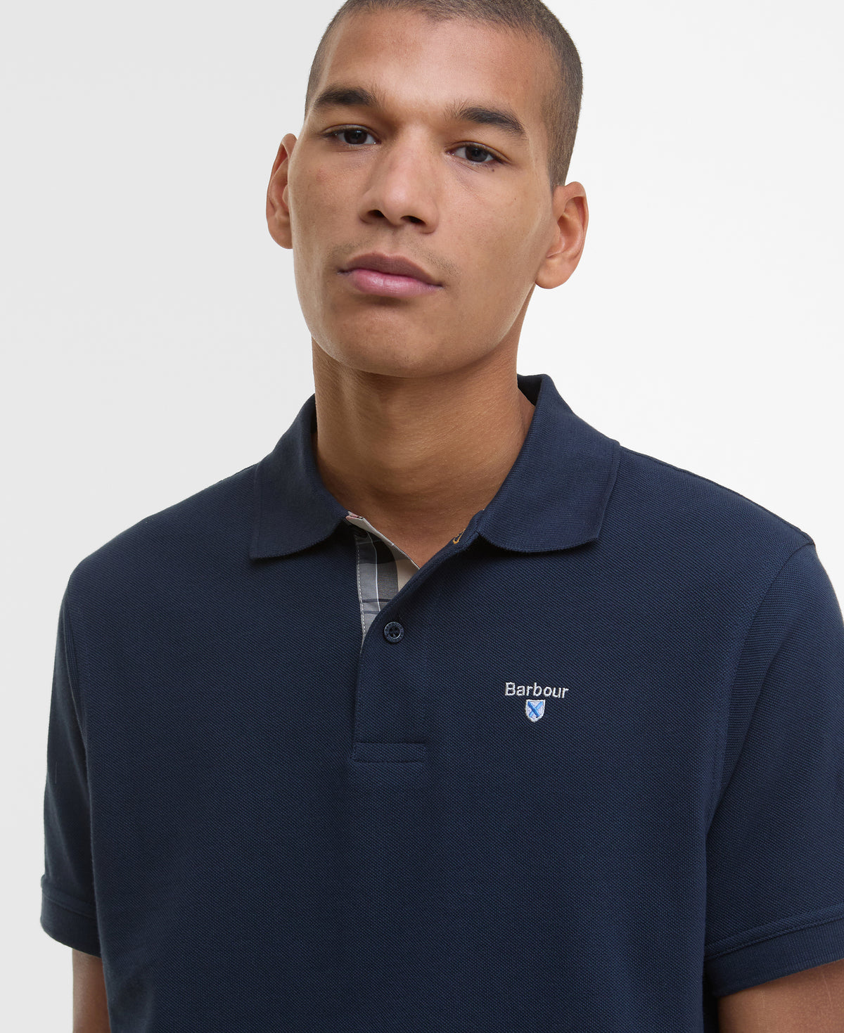 Tartan Pique Polo Shirt - Navy