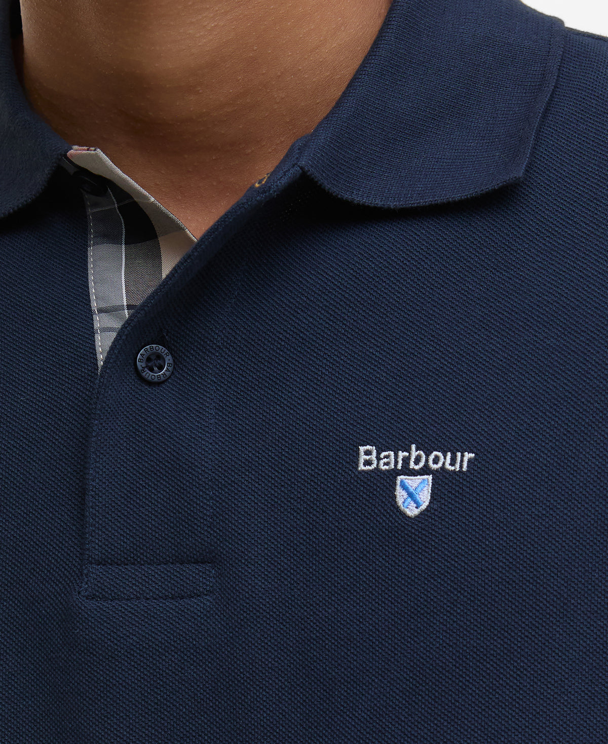 Tartan Pique Polo Shirt - Navy