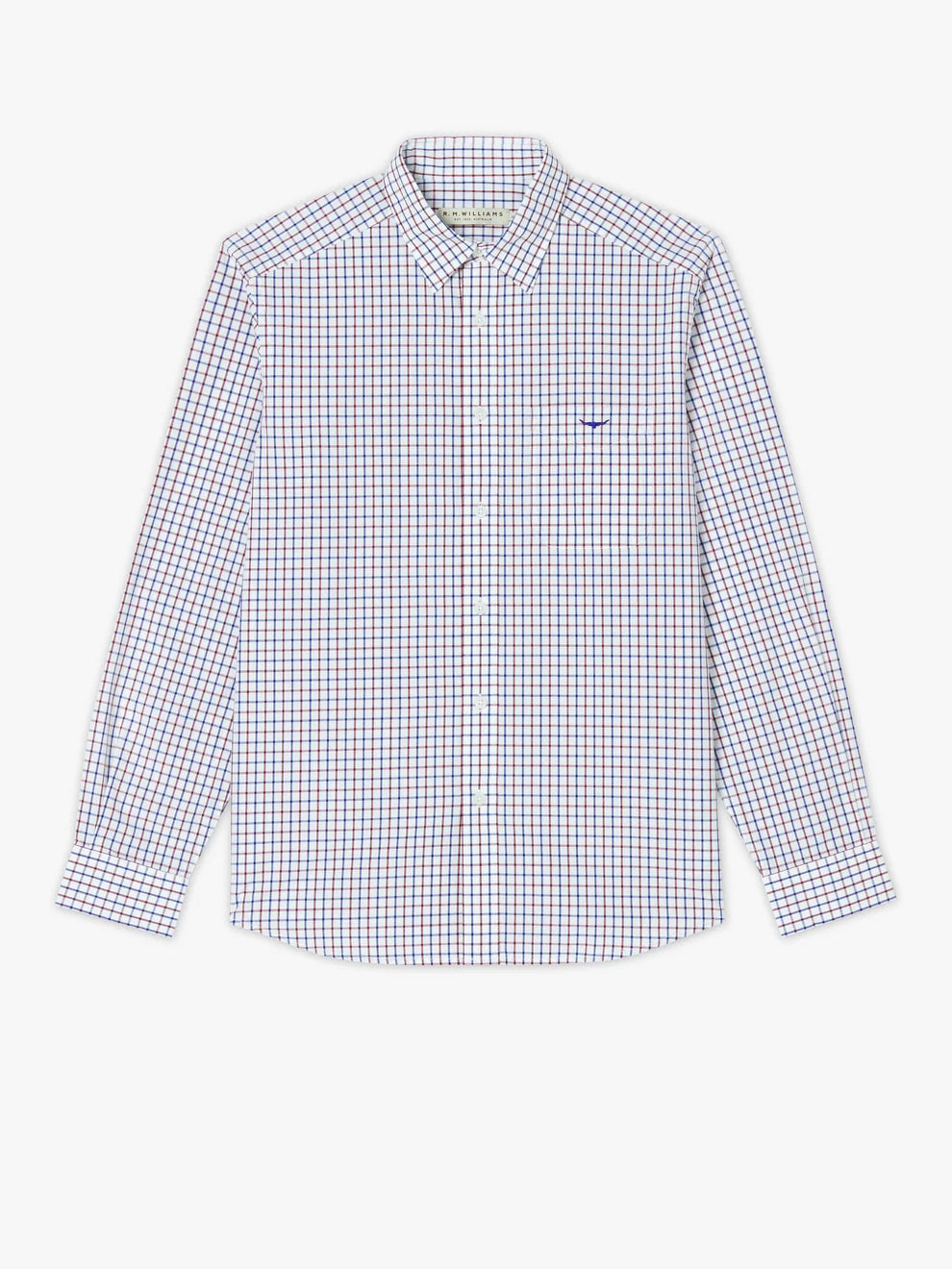 R.M.Williams Newland Shirt - Navy/Burg/White
