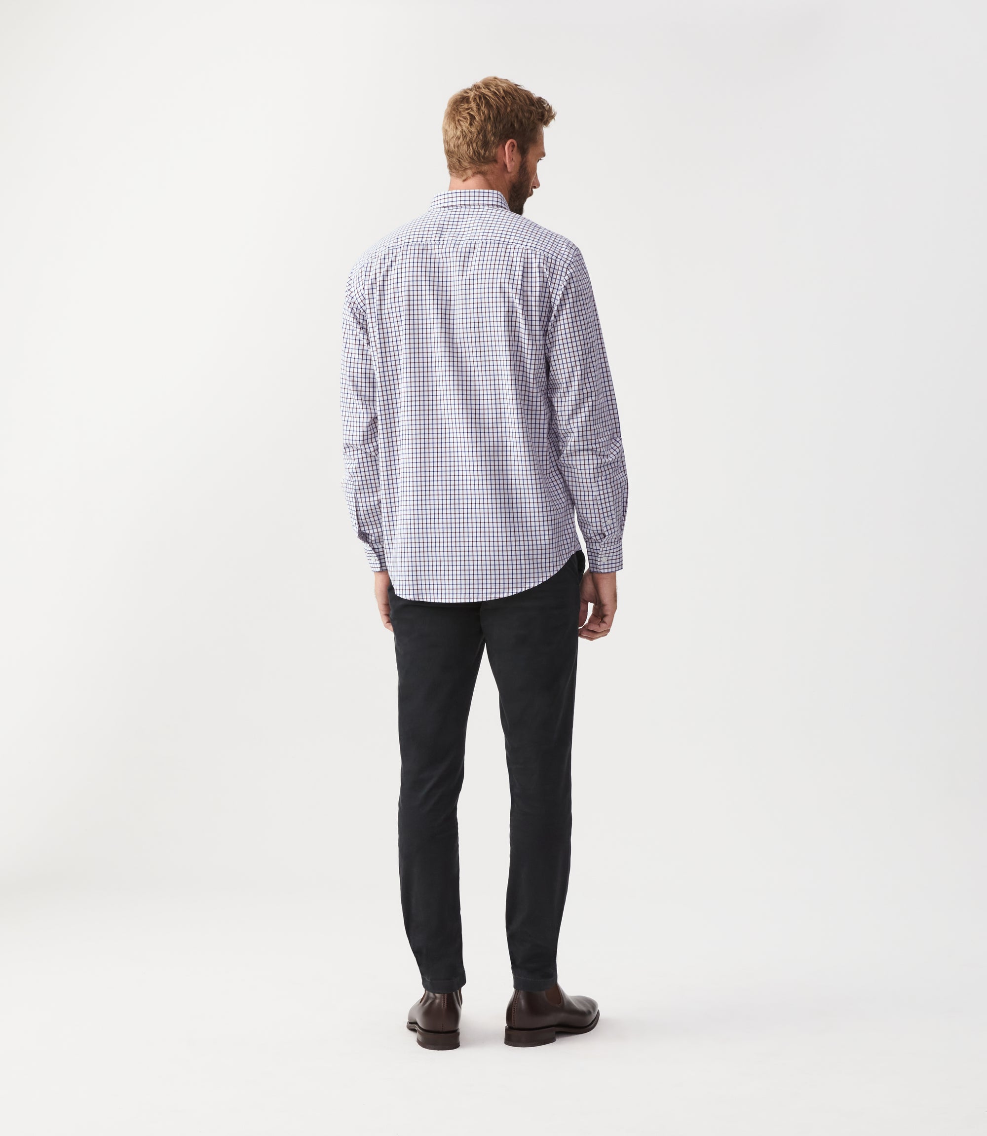 Collins Button Down Shirt - Navy/Burg/White