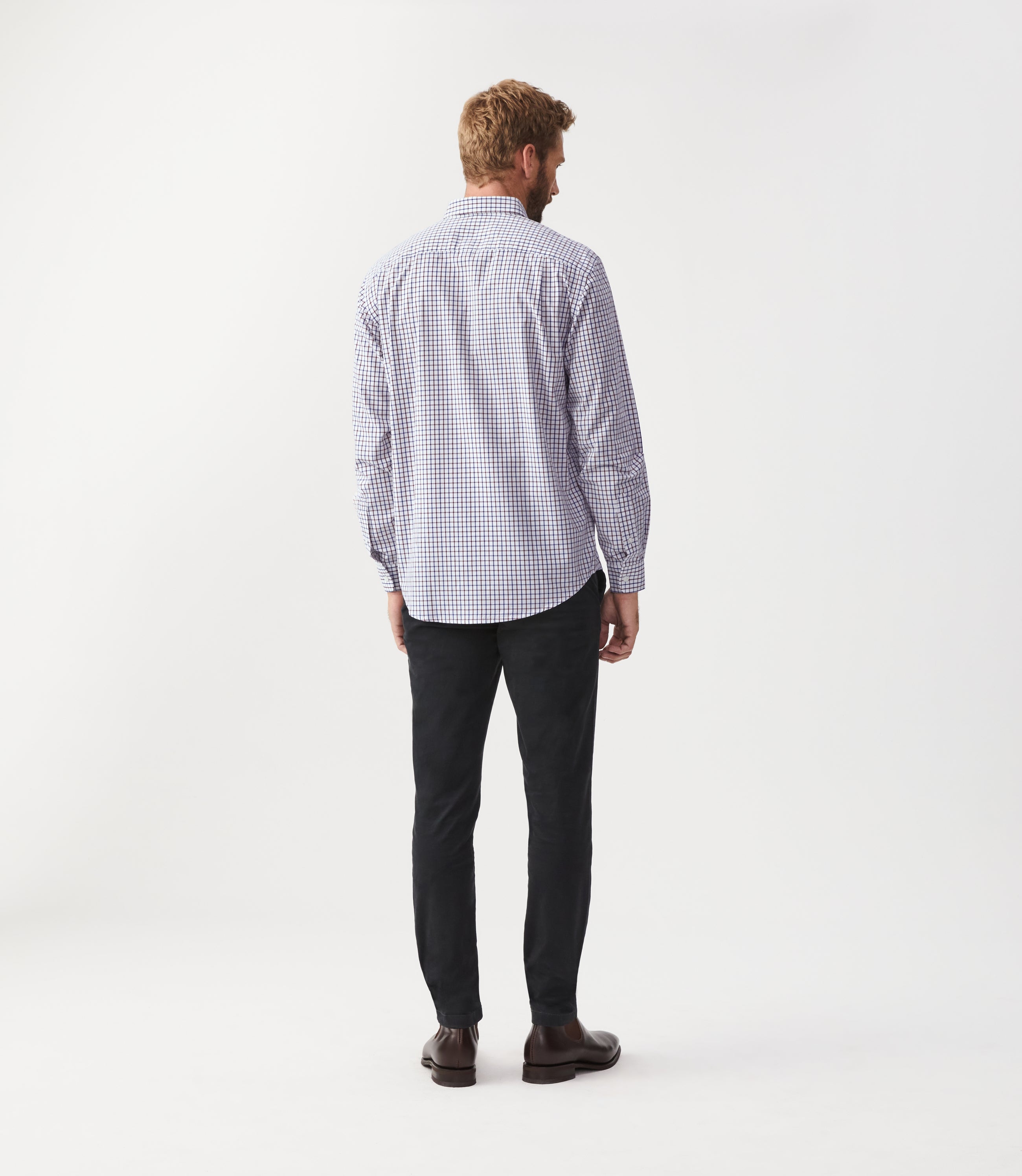 Collins Button Down Shirt - Navy/Burg/White