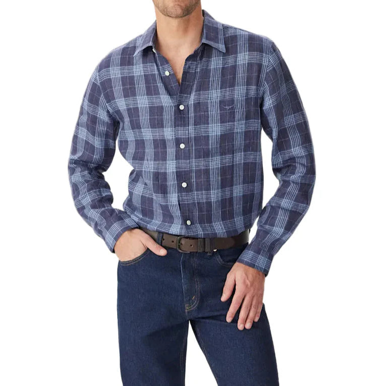 Robe Regular Linen Shirt - Navy Blue