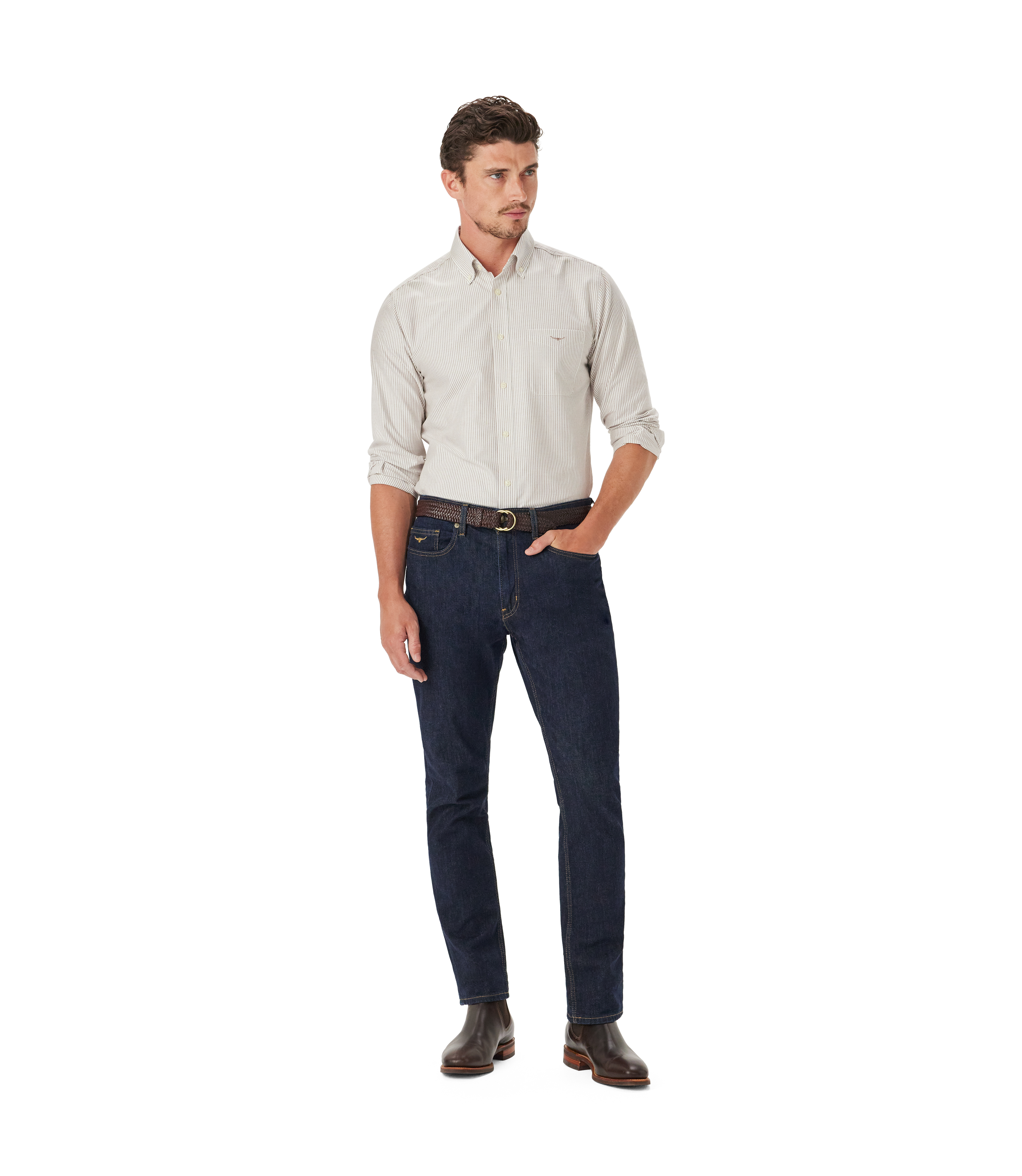 Regular Oxford Shirt - Brown White