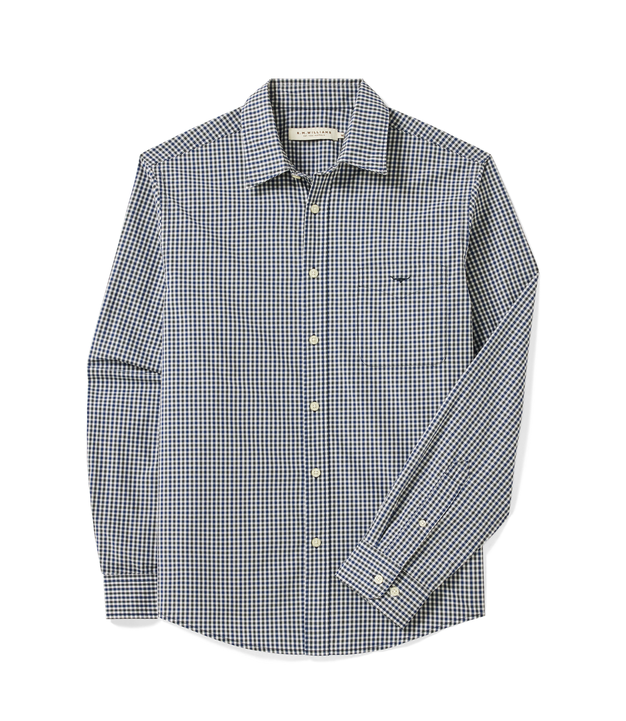 R.M.Williams Classic Poplin Check Shirt - Navy Char