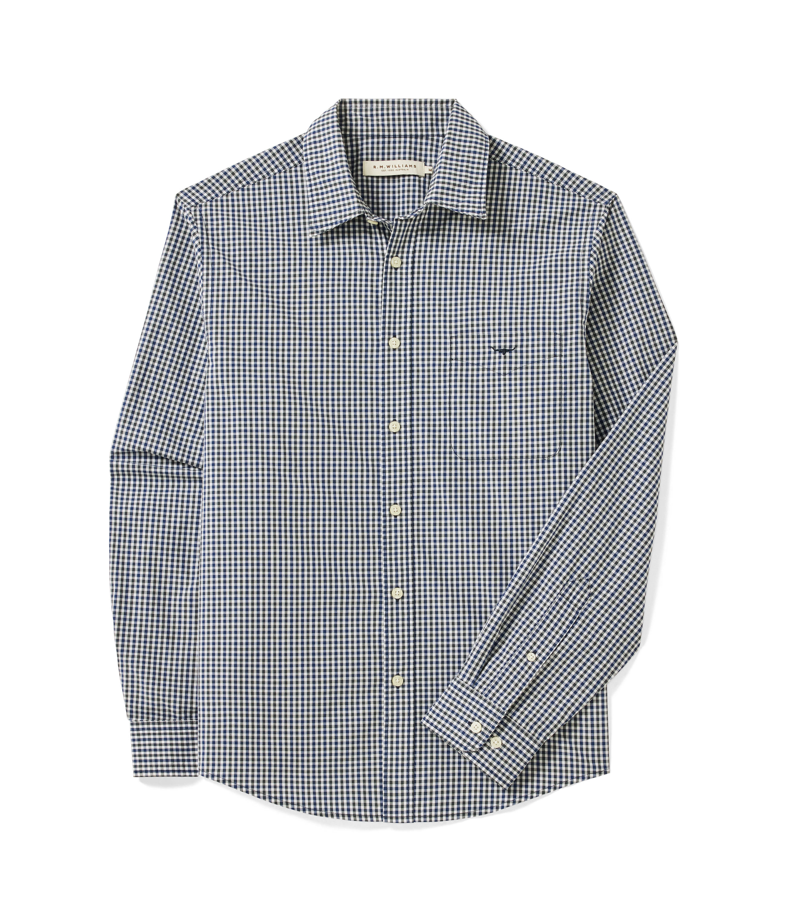 R.M.Williams Classic Poplin Check Shirt - Navy Char