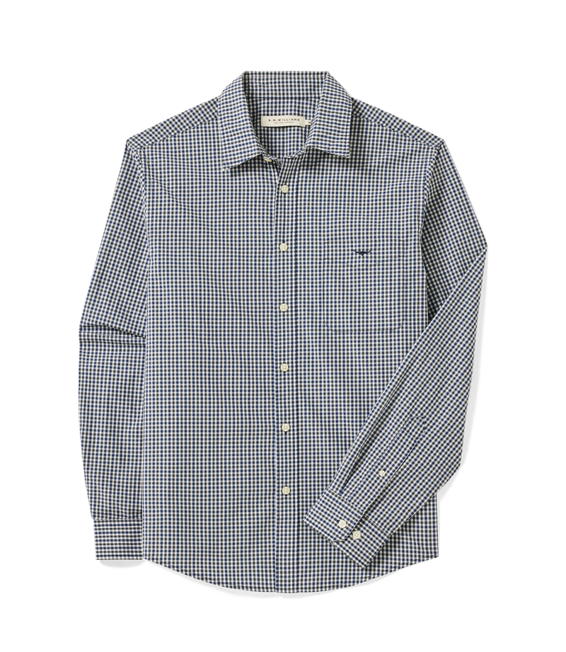 R.M.Williams Classic Poplin Check Shirt - Navy Char