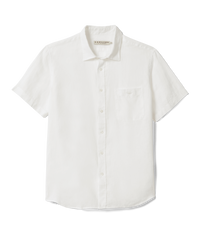 Regular linen short sleeve shirt - White