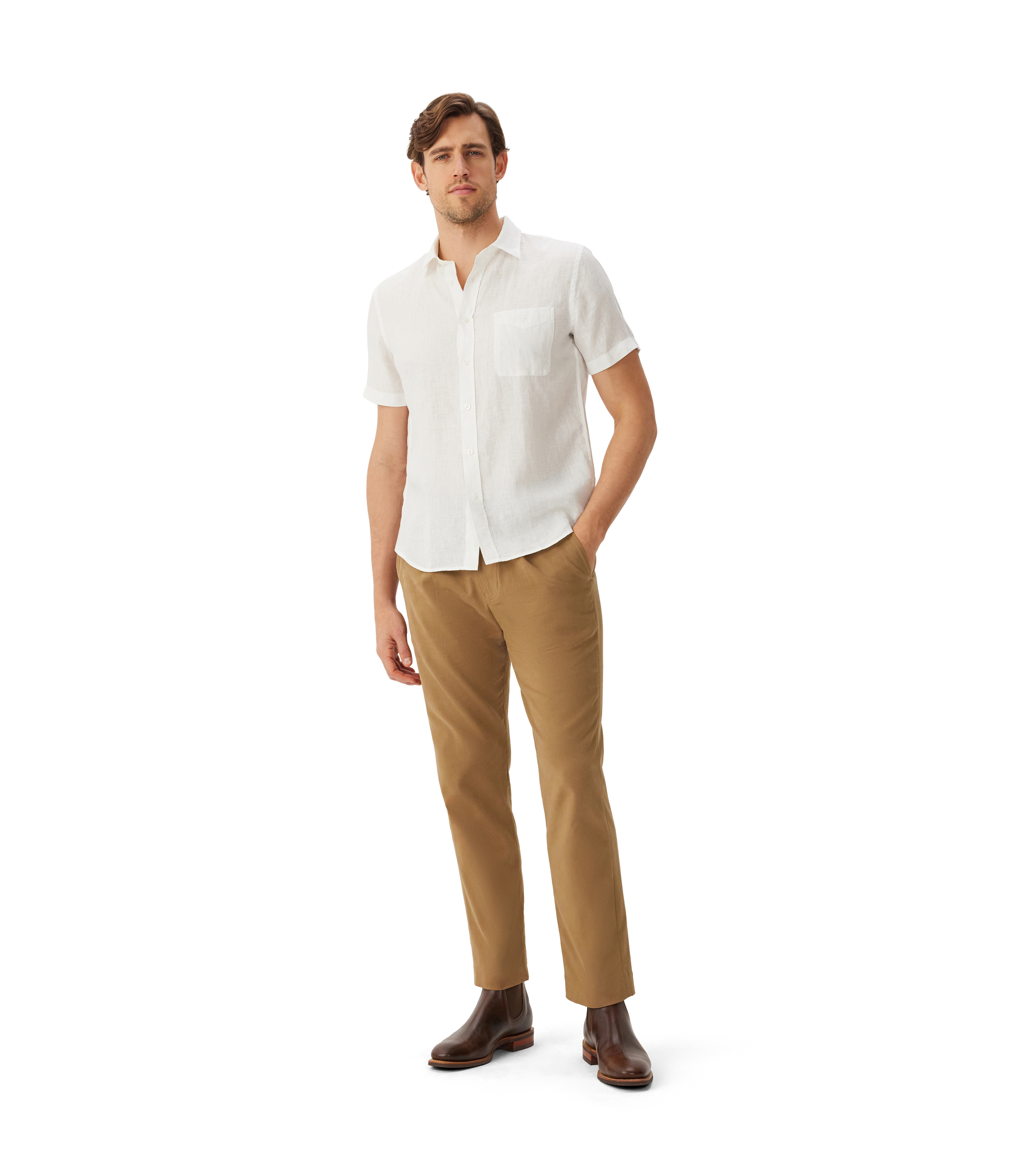 Regular Linen SS Shirt - White
