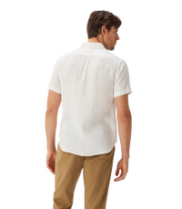 Regular linen short sleeve shirt - White