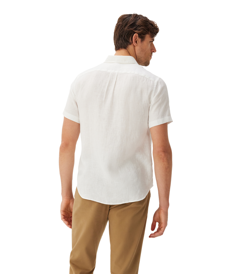 Regular linen short sleeve shirt - White