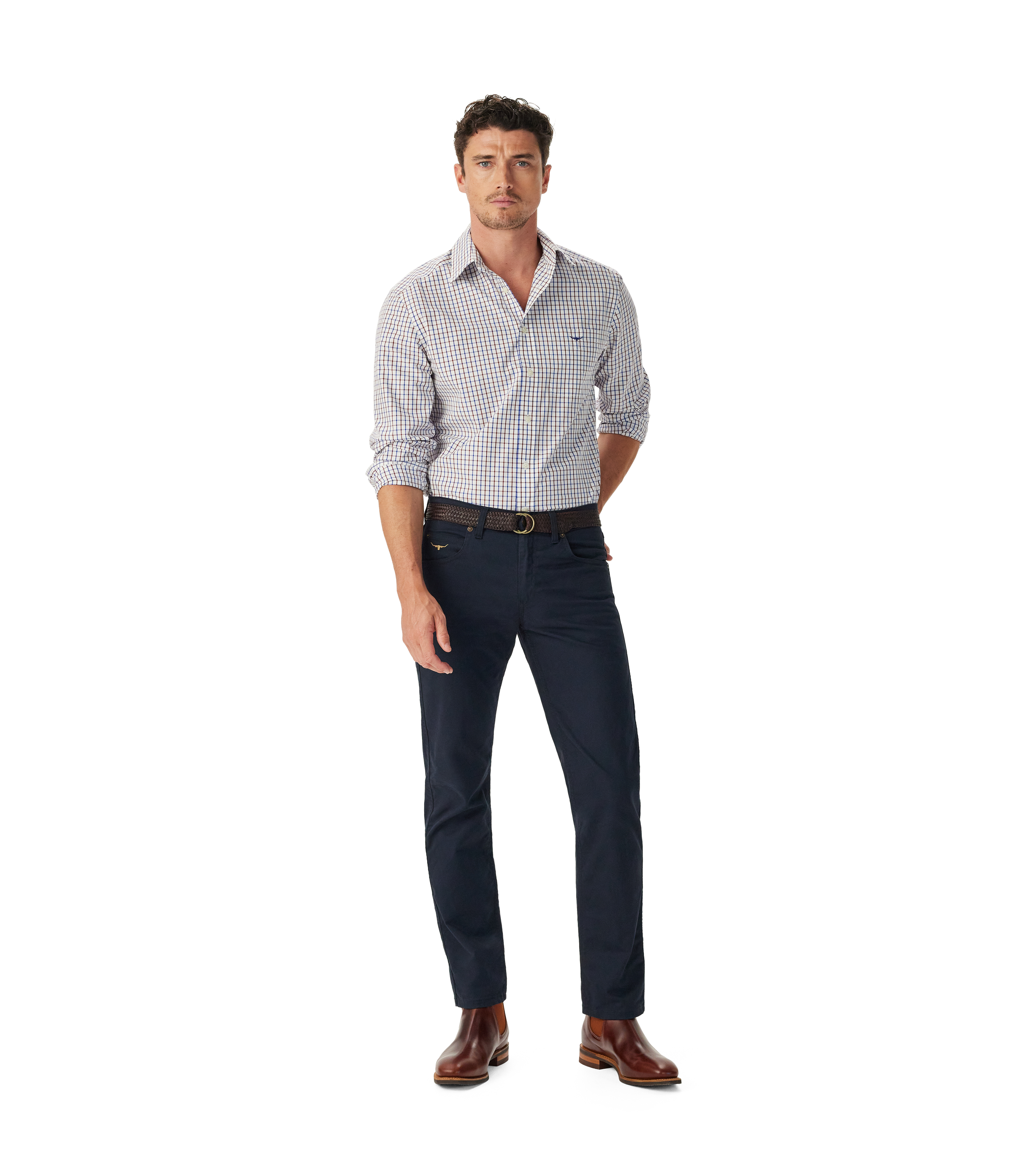 Newland Poplin Check Shirt - Burgundy