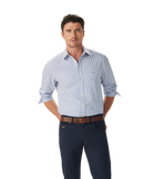 Brunswick Twill Check Shirt - White Blue