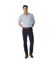 Brunswick Twill Check Shirt - White Blue